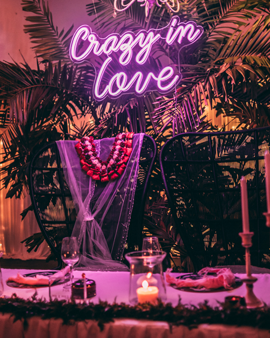 personalized neon sign saying ‘crazy in love’